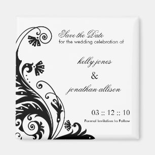 Schwarzweiss-Save the Date Wedding Magnet