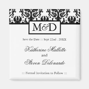Schwarzweiss-Save the Date Wedding Magnet
