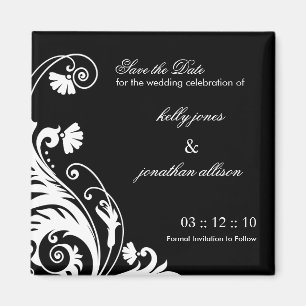 Schwarzweiss-Save the Date Wedding Magnet