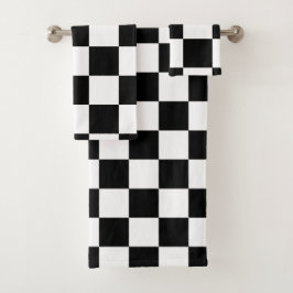 Schwarzweiss-Schachbrett Badhandtuch Set
