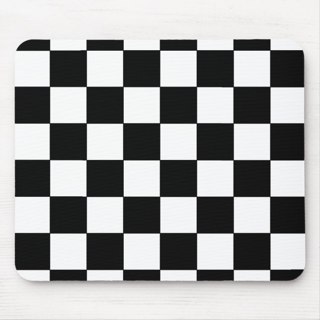 Schwarzweiss-Schachbrett-Retro Hipster Mousepad (Vorne)