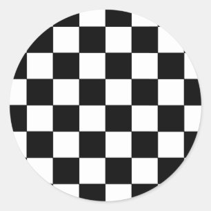 Schwarzweiss-Schachbrett-Retro Hipster Runder Aufkleber