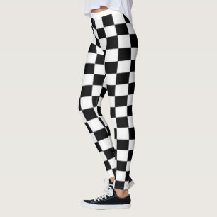 Schwarzweiss-Schachbrettdruck Leggings