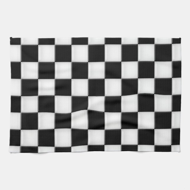 Schwarzweiss-Schachbrettmuster Geschirrtuch (Horizontal)