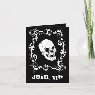 Schwarzweiss-Schädel-Halloween-Party-Einladung Einladung