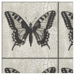 Schwarzweiss-Schmetterling auf gebrochenem Stoff