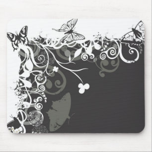 Schwarzweiss-Schmetterlinge Mousepad