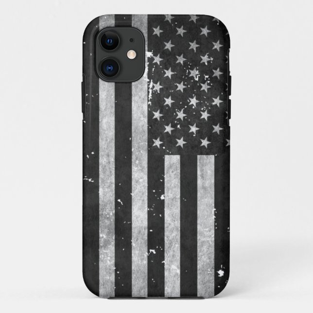 Schwarzweiss-Schmutz-amerikanische Flagge Case-Mate iPhone Hülle (Rückseite)