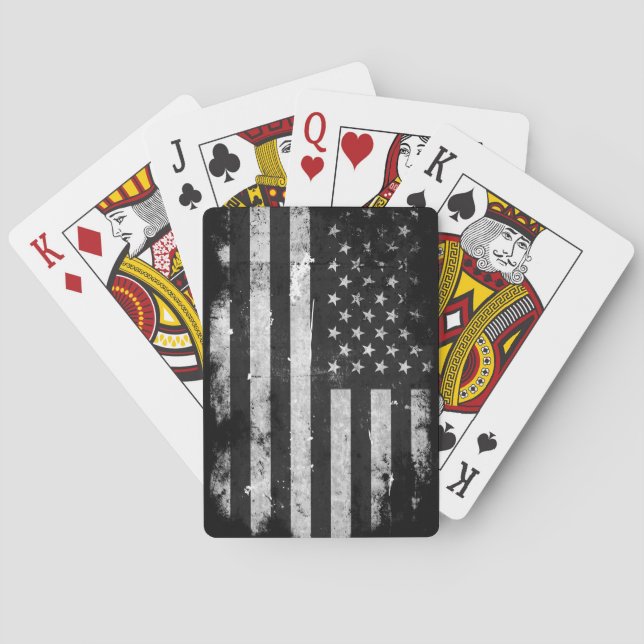 Schwarzweiss-Schmutz-amerikanische Flagge Spielkarten (Rückseite)