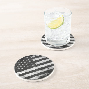 Schwarzweiss-Schmutz-amerikanische Flagge Untersetzer