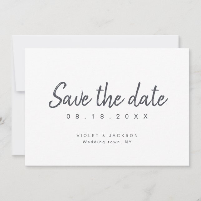 Schwarzweiß-Schriftzeichen Save the Date (Vorderseite)