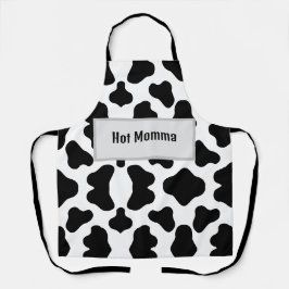 Schwarzweiß-Schürze "Hot Momma" Cowhid-Design Schürze