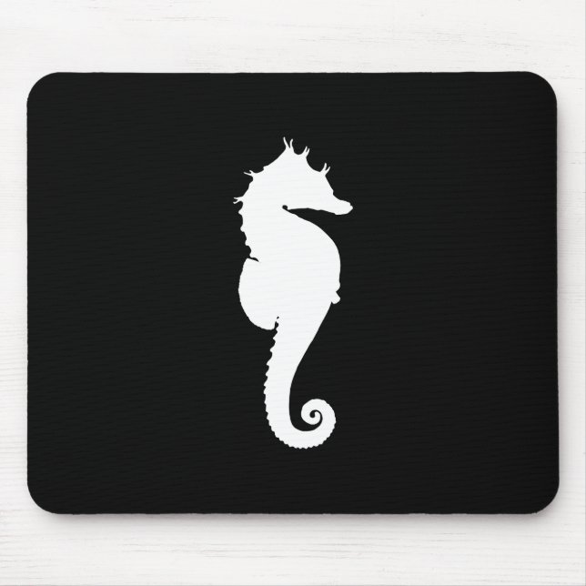 Schwarzweiß-Seepferdchen Mousepad (Vorne)