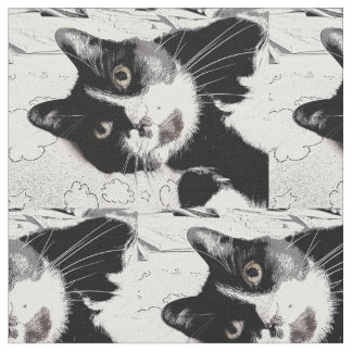 Schwarzweiss-Smokings-Katzen-Gewebe Stoff
