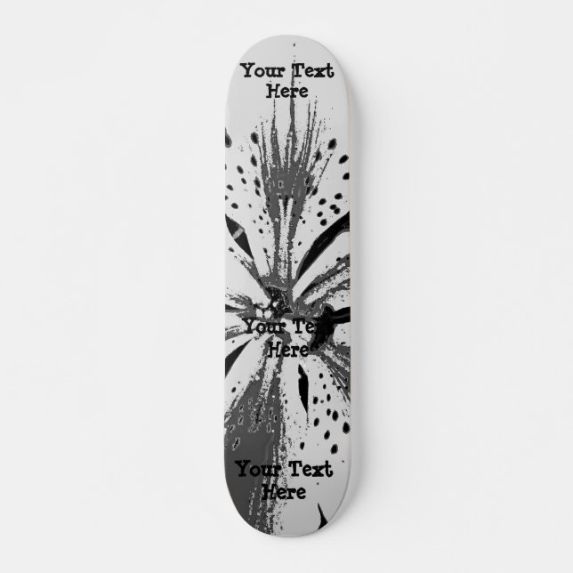Schwarzweiss spritzt abstrakte Straßenkunstart Skateboard (Vorne)