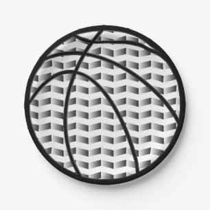 Schwarzweiss-Steigungs-Basketball-Papier-Teller Pappteller