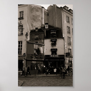 Schwarzweiß-Straßenfotografie in Paris Poster