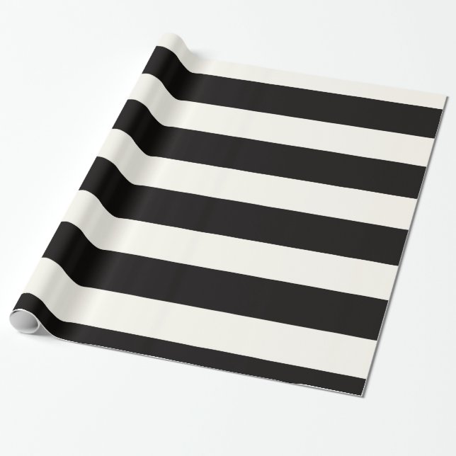 Schwarzweiss-Streifen Geschenkpapier (Ungerollt)