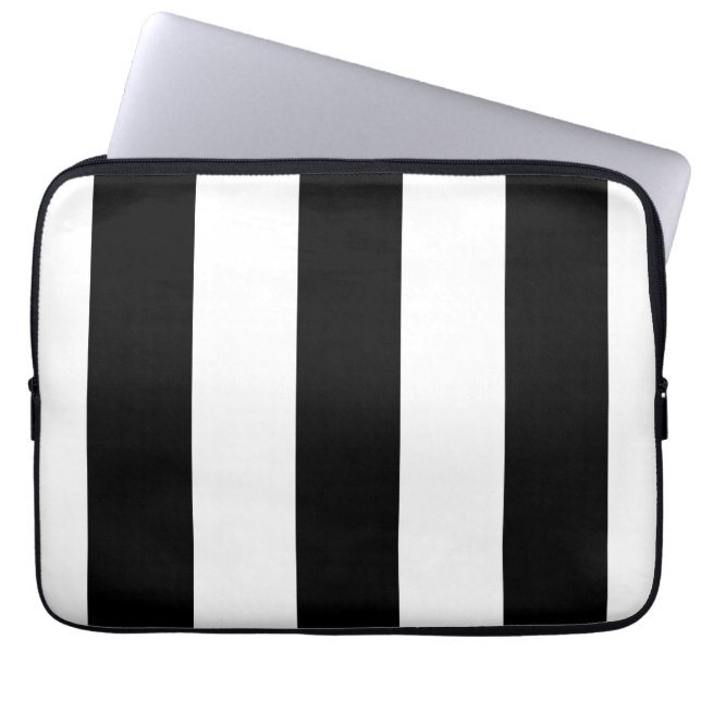 Schwarzweiss-Streifen - Laptop-Hülse Laptopschutzhülle (Vorderseite)