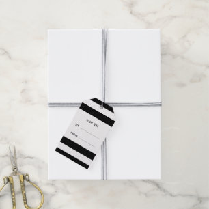 Schwarzweiss-Streifen-Muster, schwarzes Monogramm Geschenkanhänger