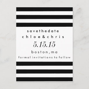 Schwarzweiss-Streifen-Save the Date Postkarte