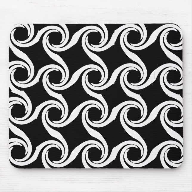 Schwarzweiss-Strudel-Muster Mousepad (Vorne)