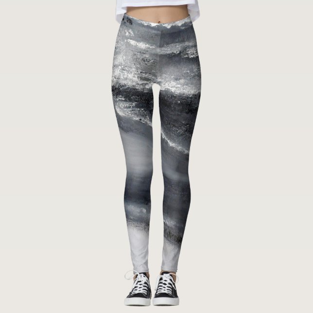 Schwarzweiss-Tanz-Leggings des Strand-II Leggings (Vorderseite)