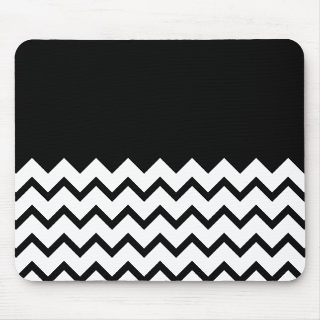 Schwarzweiss. Teil-Zickzack, zerteilen schlichtes Mousepad (Vorne)