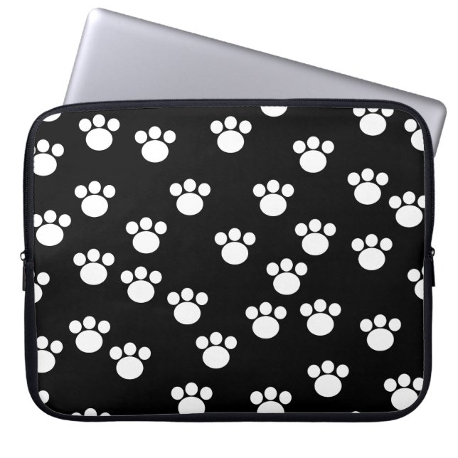 Schwarzweiss-Tiertatzen-Druck-Muster Laptopschutzhülle (Vorderseite)