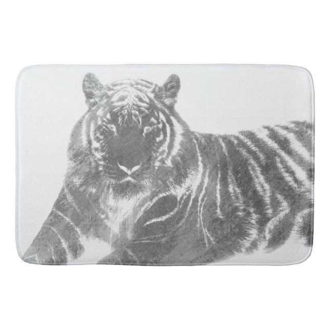 Schwarzweiß-Tiger Badematte (Vorderseite)