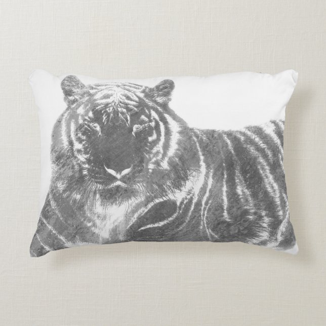 Schwarzweiß-Tiger Dekokissen (Vorderseite)