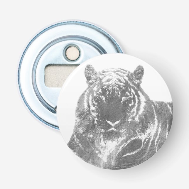 Schwarzweiß-Tiger Flaschenöffner (Vorderseite)