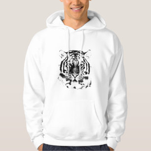 Schwarzweiss-Tiger-Gesicht Hoodie