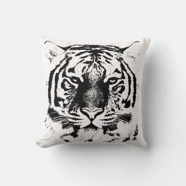 Schwarzweiss-Tiger-Gesicht Kissen (Vorderseite)