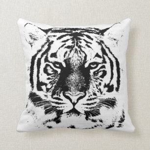 Schwarzweiss-Tiger-Gesicht Kissen