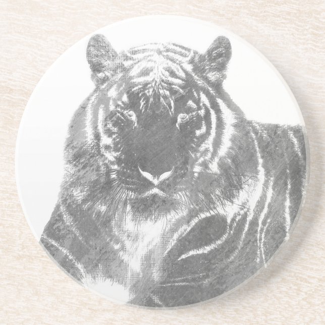 Schwarzweiß-Tiger Getränkeuntersetzer (Vorne)