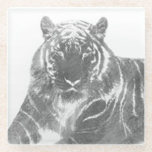 Schwarzweiß-Tiger Glasuntersetzer