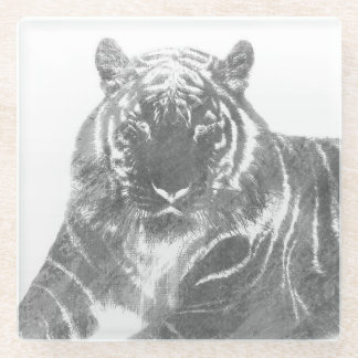 Schwarzweiß-Tiger Glasuntersetzer