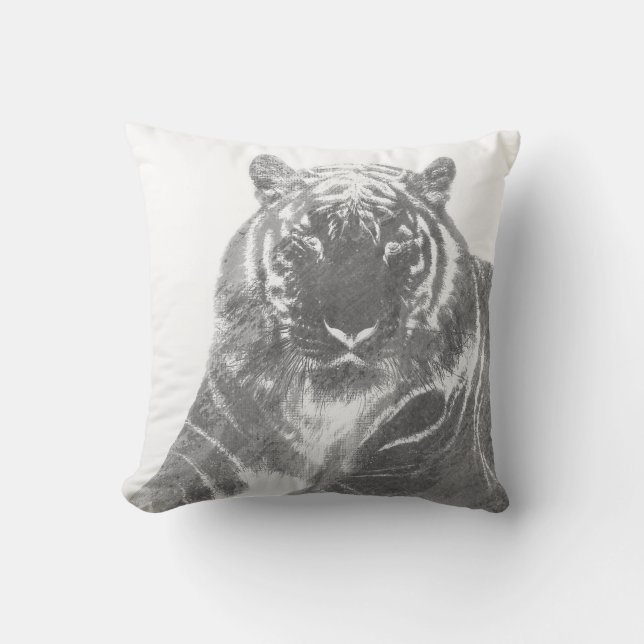 Schwarzweiß-Tiger Kissen (Vorderseite)