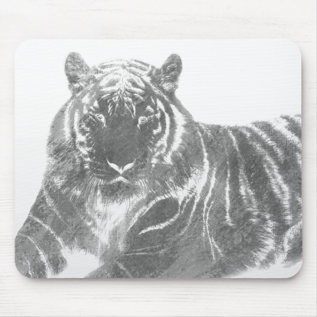 Schwarzweiß-Tiger Mousepad (Vorne)