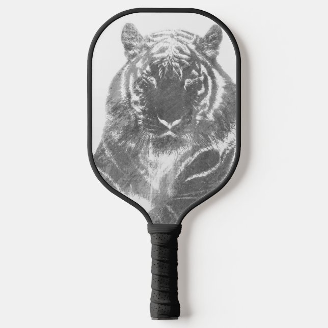 Schwarzweiß-Tiger Pickleball Schläger (Vorderseite)