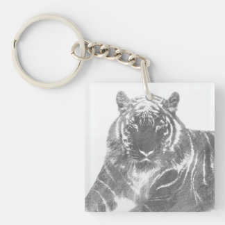 Schwarzweiß-Tiger Schlüsselanhänger