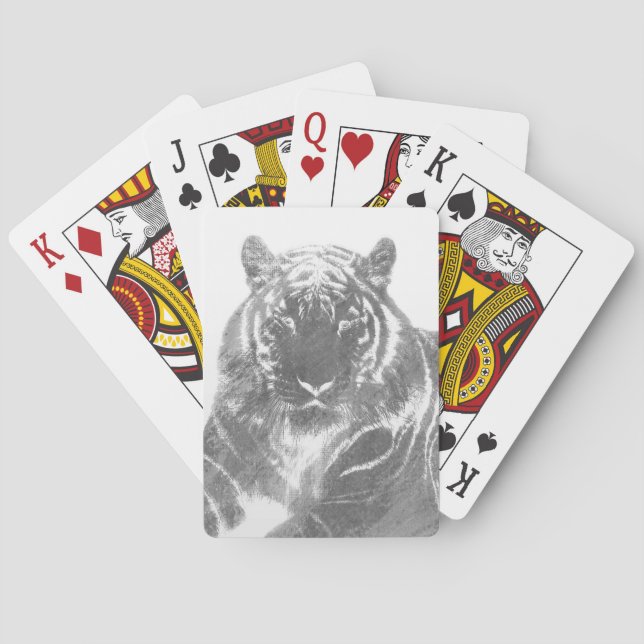 Schwarzweiß-Tiger Spielkarten (Rückseite)