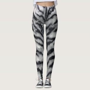 Schwarzweiss-Tiger-Streifen-Pelz-Druck-Leggings Leggings