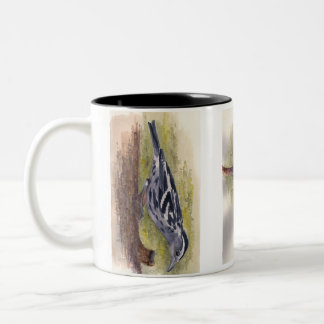 Schwarzweiss-Trällerer-Kaffee-Tasse Zweifarbige Tasse