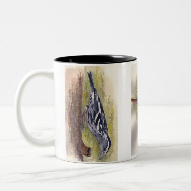 Schwarzweiss-Trällerer-Kaffee-Tasse Zweifarbige Tasse (Links)