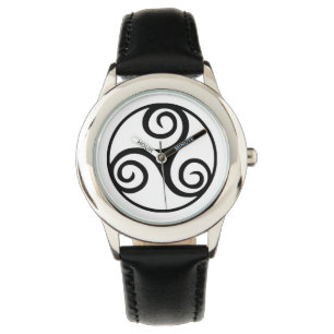 Schwarzweiss-Triskelion oder Triskele Armbanduhr