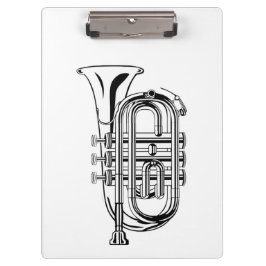 Schwarzweiss-Trompete-Skizze-Musikinstrument Klemmbrett