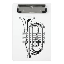 Schwarzweiss-Trompete-Skizze-Musikinstrument Mini Klemmbrett