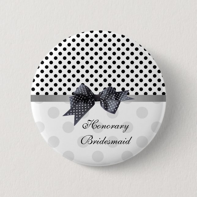 Schwarzweiss-Tupfen, der EhrenBridesm Wedding ist Button (Vorderseite)